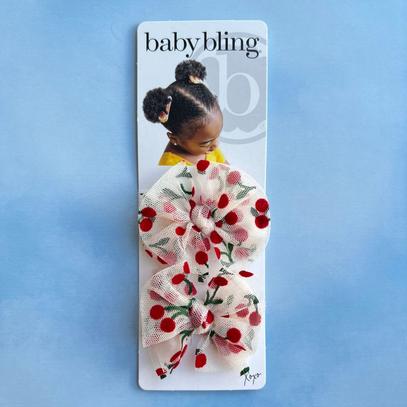 2PK TULLE BABY FAB CLIPS: cherries