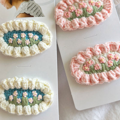 2PK NOVELTY CLIPS: hand woven meadow pink