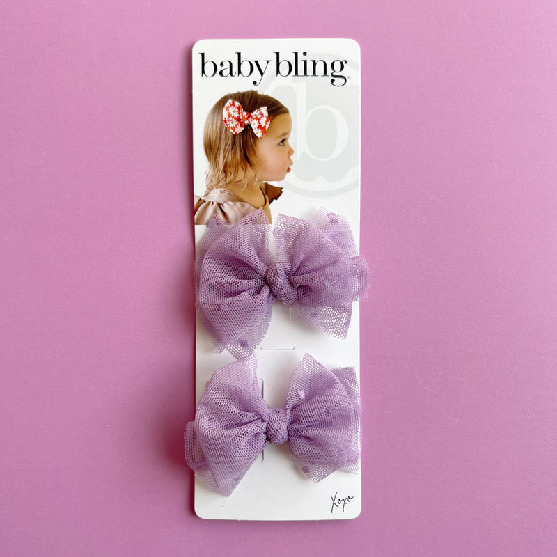 2PK TULLE BABY FAB® CLIPS: light orchid dot