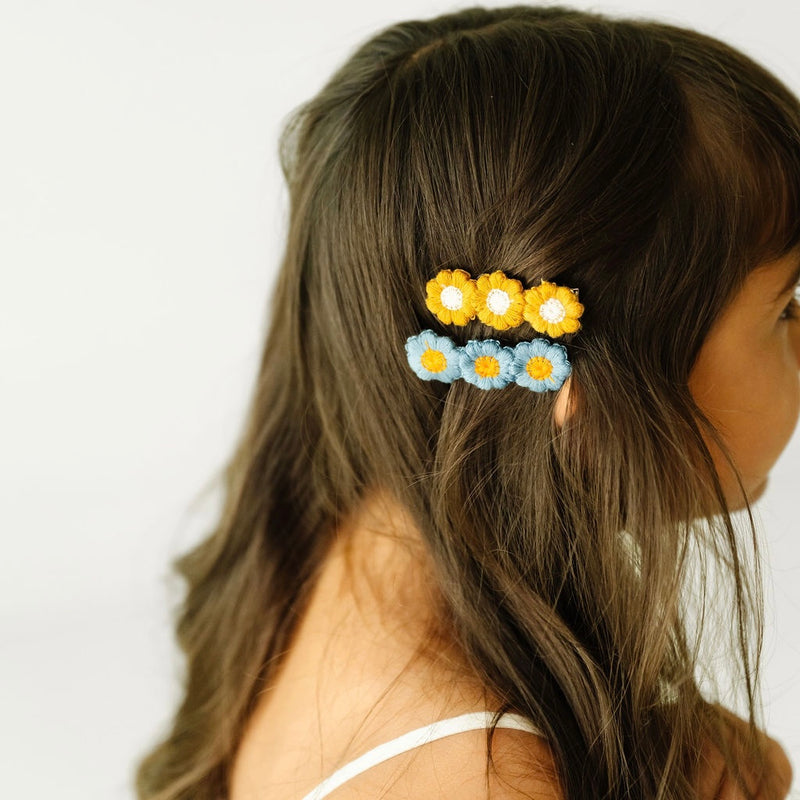4PK NOVELTY CLIPS: fall embroidered flowers