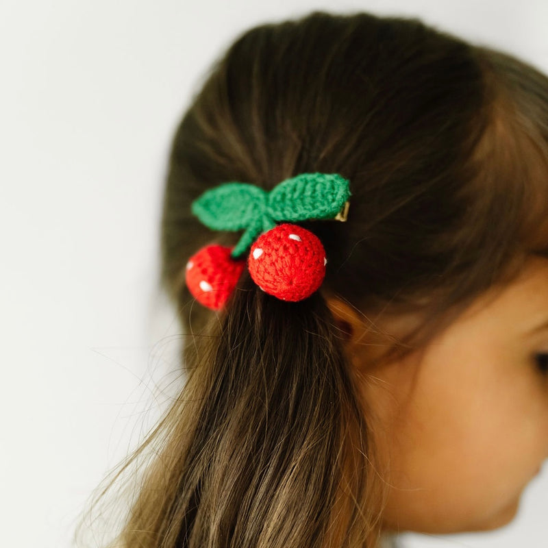 2PK NOVELTY CLIPS: crochet cherries