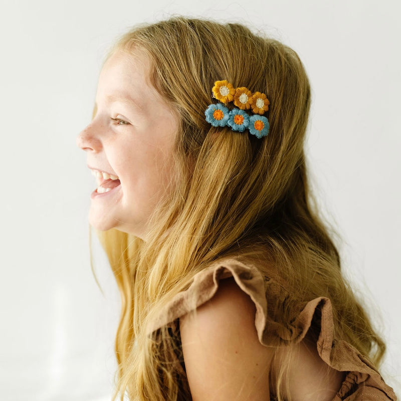 4PK NOVELTY CLIPS: fall embroidered flowers