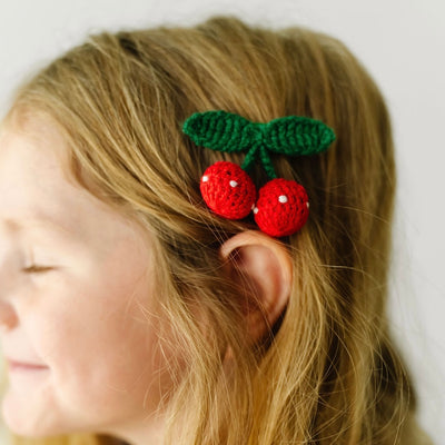 2PK NOVELTY CLIPS: crochet cherries