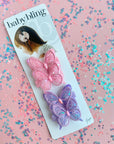 4PK SEQUIN BUTTERFLY CLIPS: pink/purple