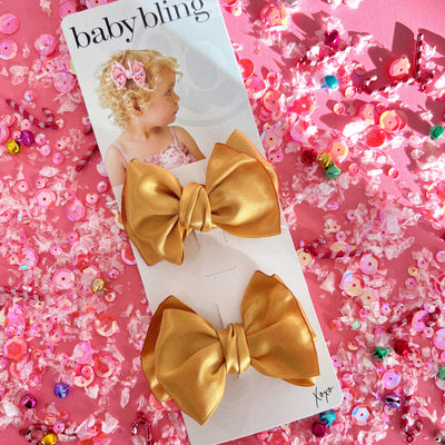 2PK SATIN BABY FAB CLIPS: gold