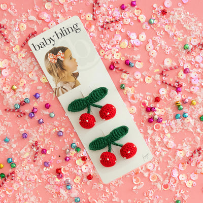 2PK NOVELTY CLIPS: crochet cherries