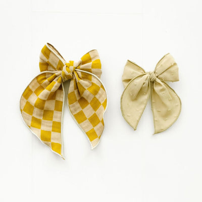 POINTED BIG BELLE CLIP: gauze mustard race check