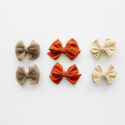 2PK TULLE BABY BLOOM CLIPS: clay