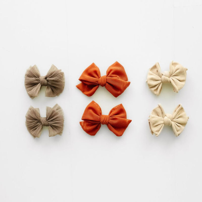 2PK TULLE BABY BLOOM CLIPS: clay
