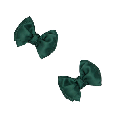 2PK SATIN BABY FAB CLIPS: forest green