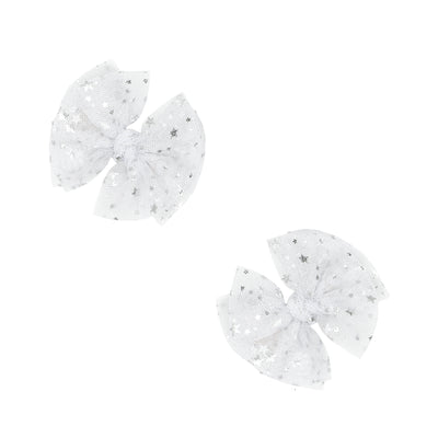 2PK TULLE BABY FAB® CLIPS: white silver star