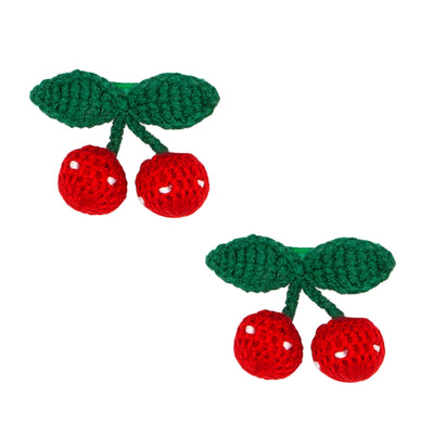 2PK NOVELTY CLIPS: crochet cherries