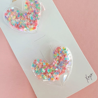 2PK NOVELTY CLIPS: bubble confetti hearts