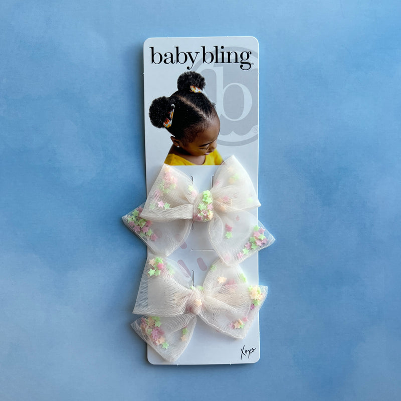 2PK SHAKER BABY BLOOM CLIPS: sherbet stars