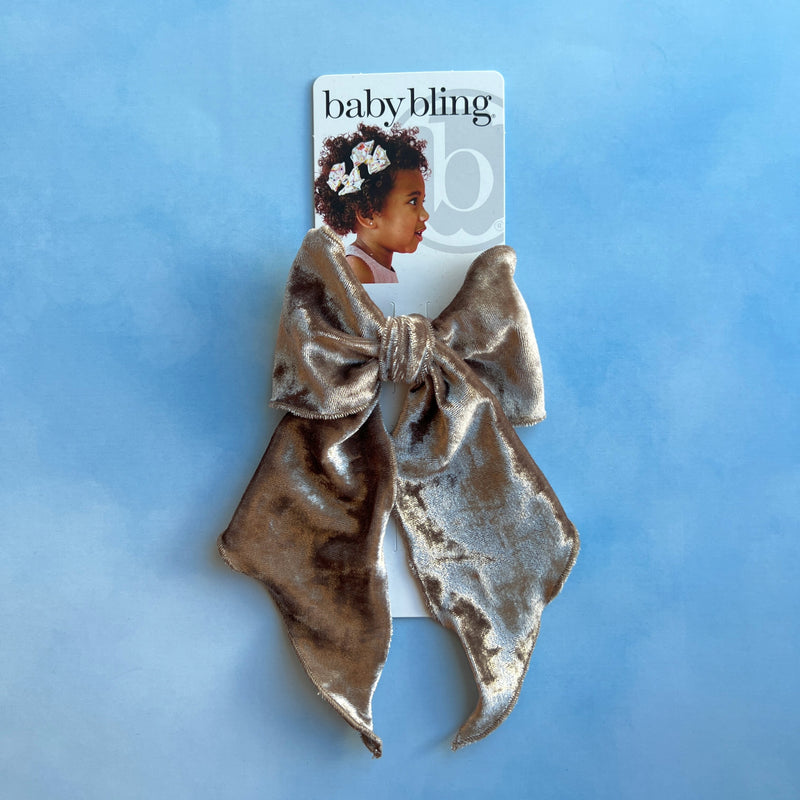 POINTED BIG BELLE CLIP: crushed velvet taupe