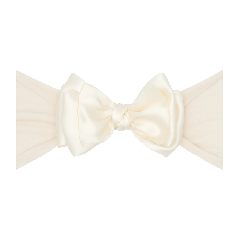 SATIN SMALL CLASSIC BOW: oatmeal