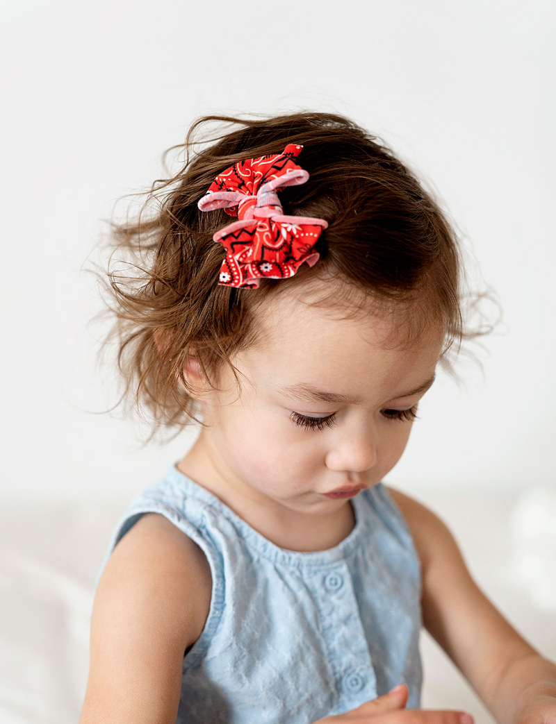 2PK PRINTED BABY FAB CLIPS: red bandana