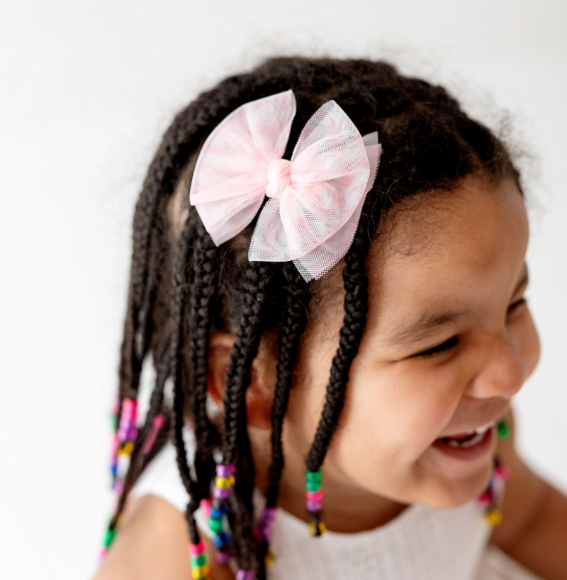 2PK TULLE BABY FAB CLIPS: pink gingham
