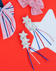2PK NOVELTY SHOOTING STAR CLIPS: silver / red, white & blue