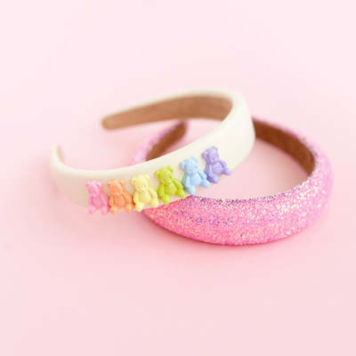 NOVELTY HARD HEADBAND: bubblegum glitter