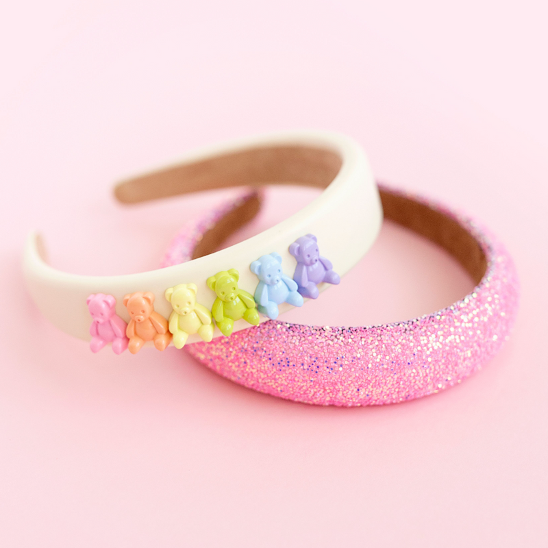 NOVELTY HARD HEADBAND: rainbow bear