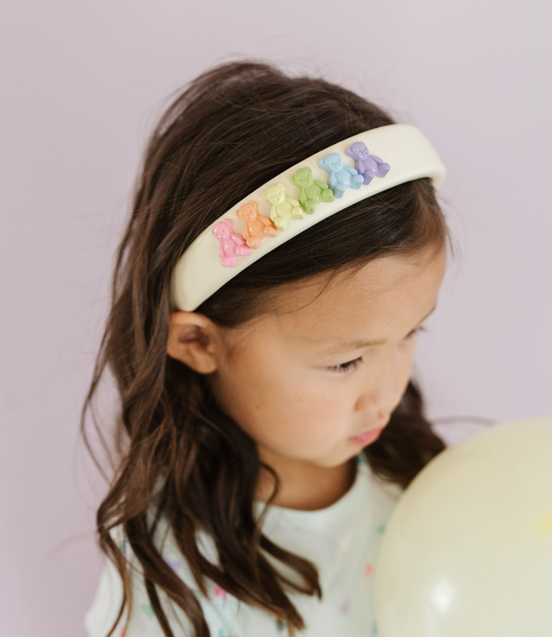 NOVELTY HARD HEADBAND: rainbow bear
