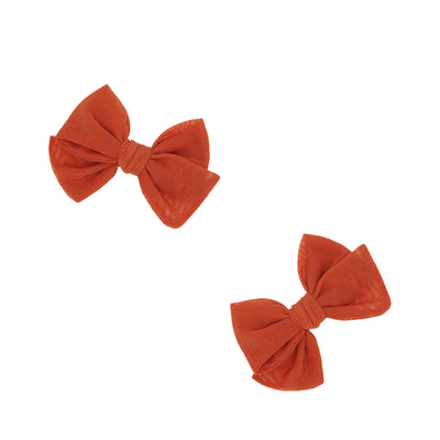 2PK TULLE BABY BLOOM CLIPS: clay