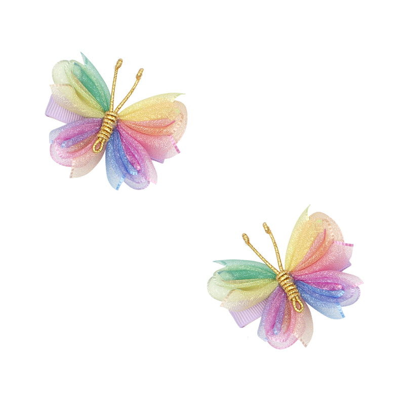 2PK NOVELTY CLIPS: gradient butterflies