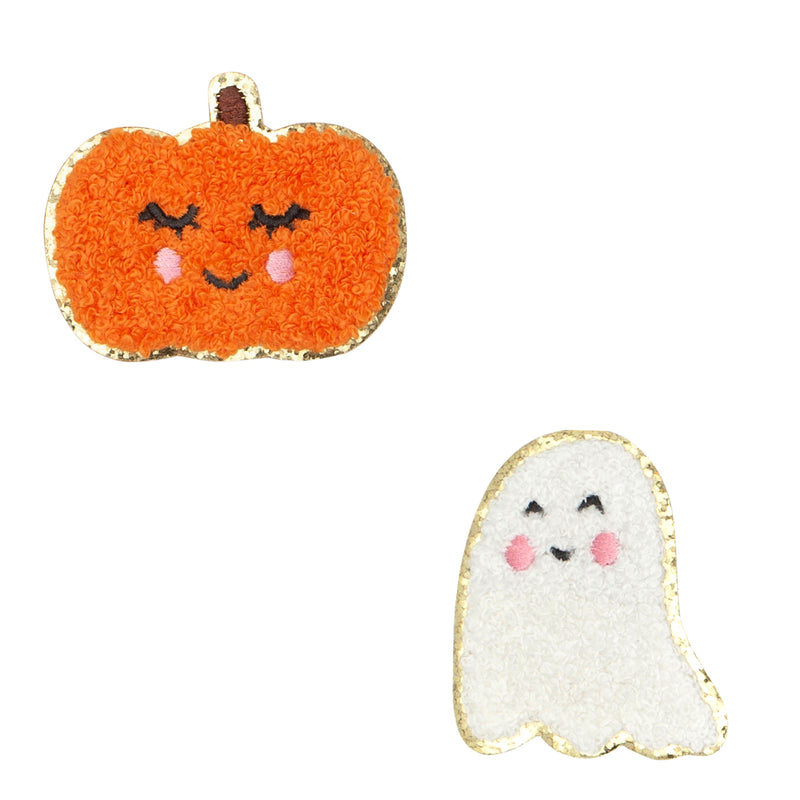 2PK NOVELTY CLIPS: chenille pumpkin & ghost