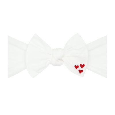 EMBROIDERED KNOT: white/red heart
