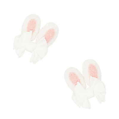 2PK NOVELTY CLIPS: bunnies white