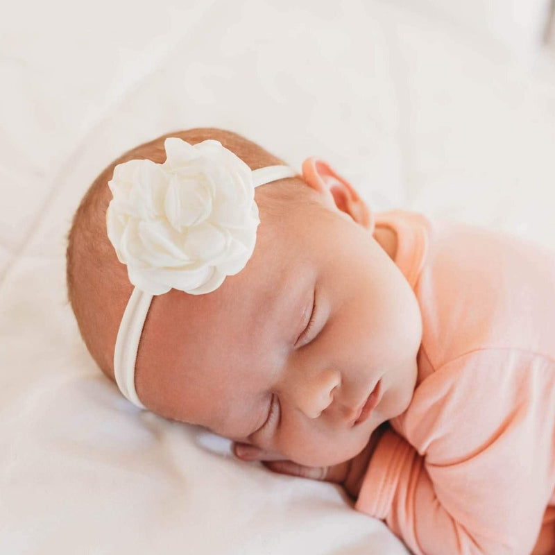 MINI SILK RUFFLE SKINNY: ivory-Baby Bling Bows