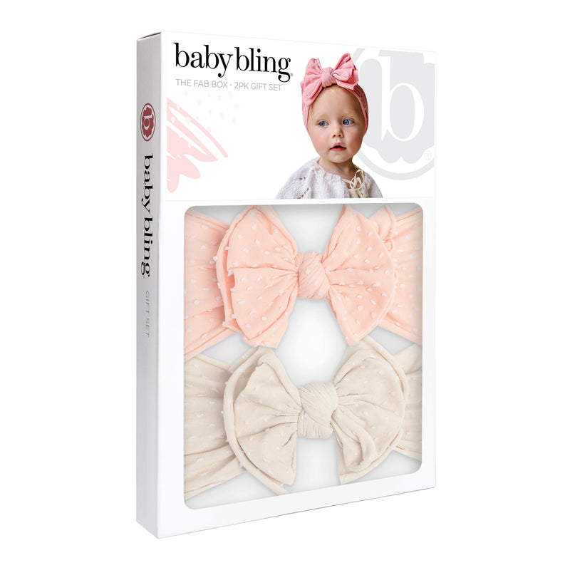 2PK BOX SHAB SET: tropical peach dot + oatmeal dot