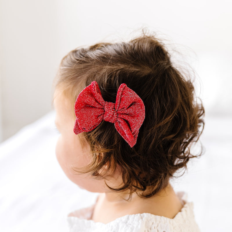 2PK METALLIC BABY DEB CLIPS: red