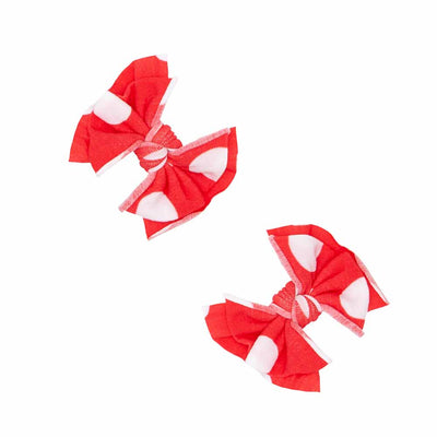 2 Pack Printed Soft Nylon Baby Fab Clips: red polka dot-Baby Bling Bows