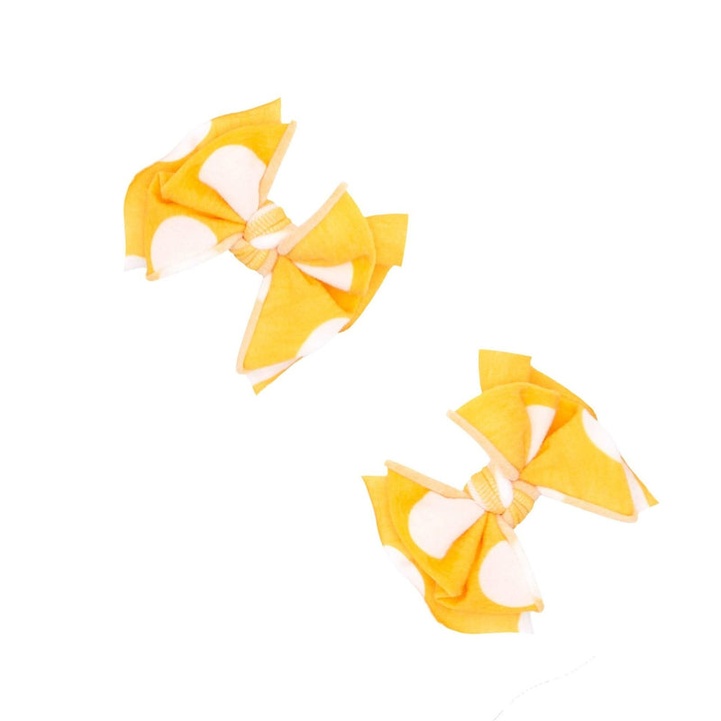 2 Pack Printed Soft Nylon Baby Fab Clips: yellow polka dot-Baby Bling Bows
