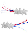 2PK NOVELTY SHOOTING STAR CLIPS: silver / red, white & blue