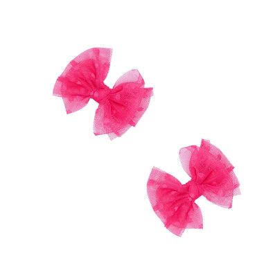 2 Pack Soft Tulle Baby Fab Clips: hot rose-Baby Bling Bows