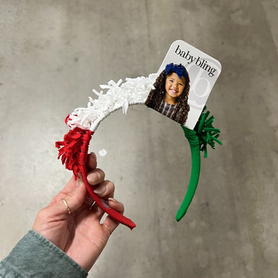 FRINGE HARD HEADBAND: cherry / white / kelly green