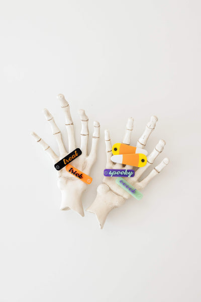 2 Pack Printed Acrylic Clips One Size: candy corn-Baby Bling Bows