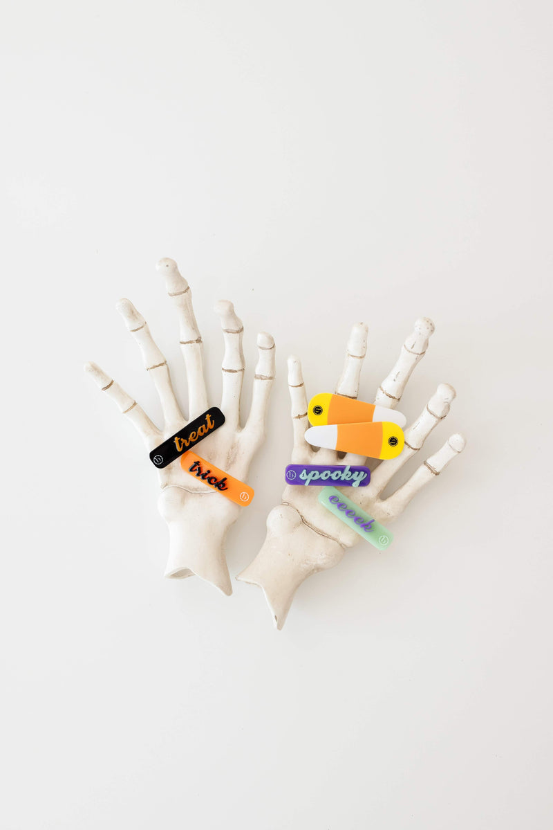 2 Pack Printed Acrylic Clips One Size: candy corn-Baby Bling Bows
