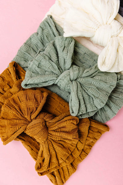 Soft Waffle Knit Nylon FAB-BOW-LOUS Headband One Size: charcoal-Baby Bling Bows