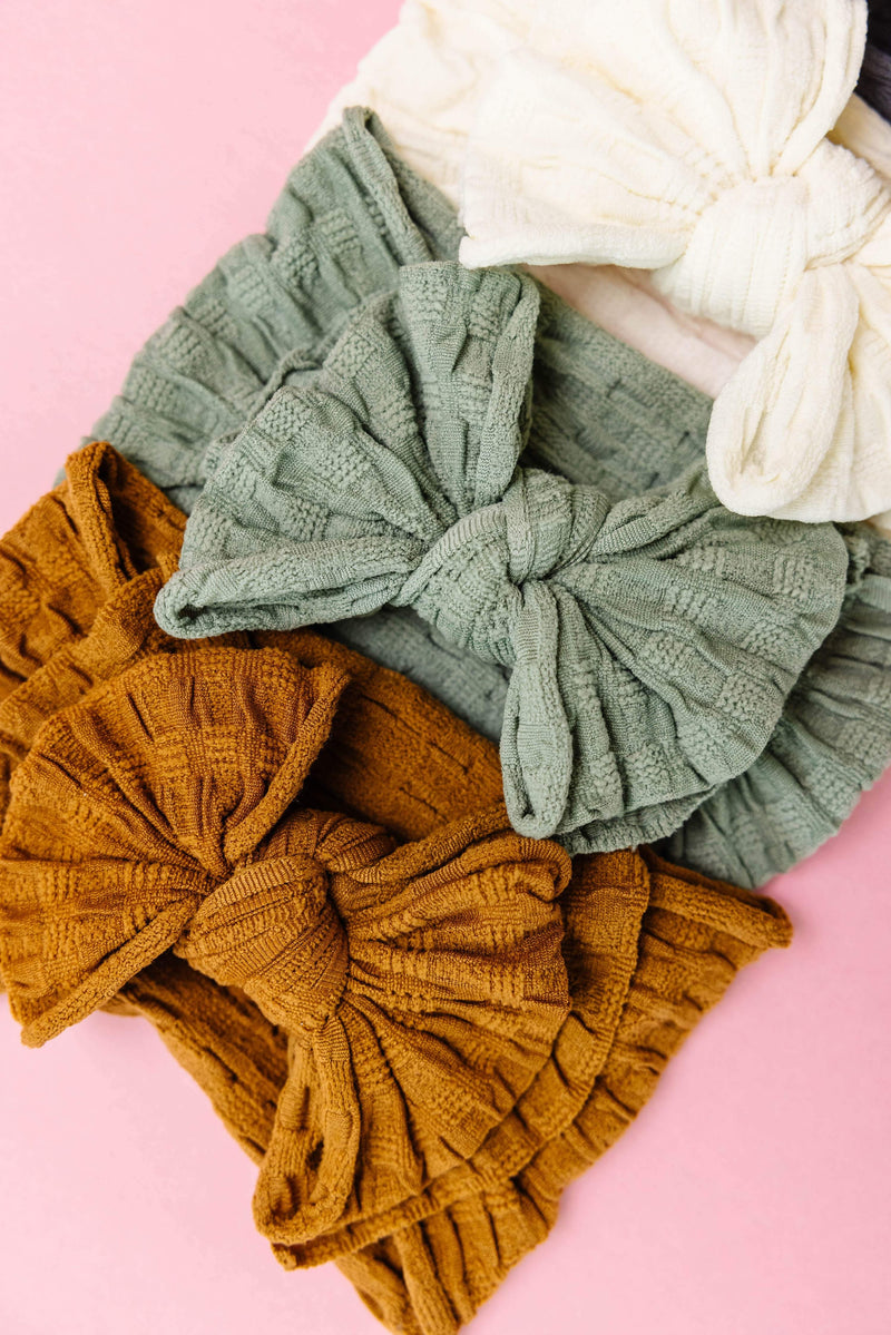 Soft Waffle Knit Nylon FAB-BOW-LOUS Headband One Size: charcoal-Baby Bling Bows