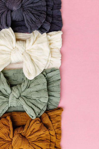 Soft Waffle Knit Nylon FAB-BOW-LOUS Headband One Size: charcoal-Baby Bling Bows