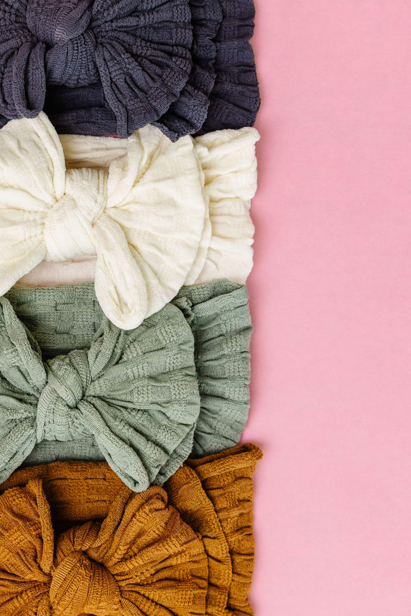 Soft Waffle Knit Nylon FAB-BOW-LOUS Headband One Size: charcoal-Baby Bling Bows