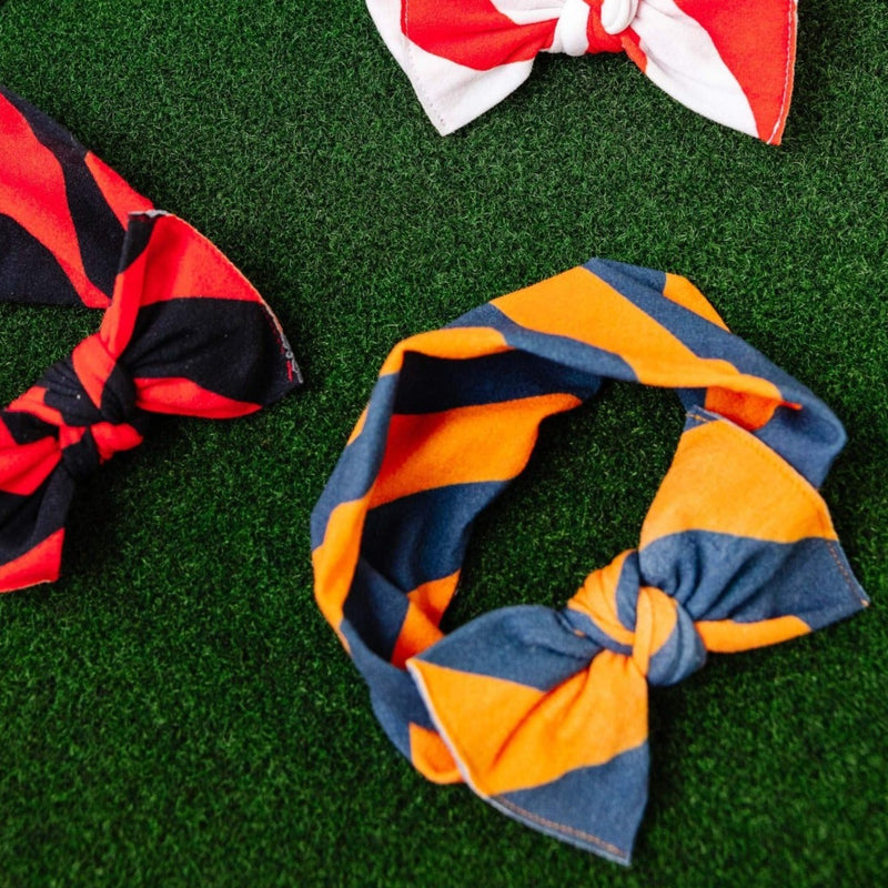 Soft Printed Nylon Headband KNOT One Size: navy/orange-Baby Bling Bows
