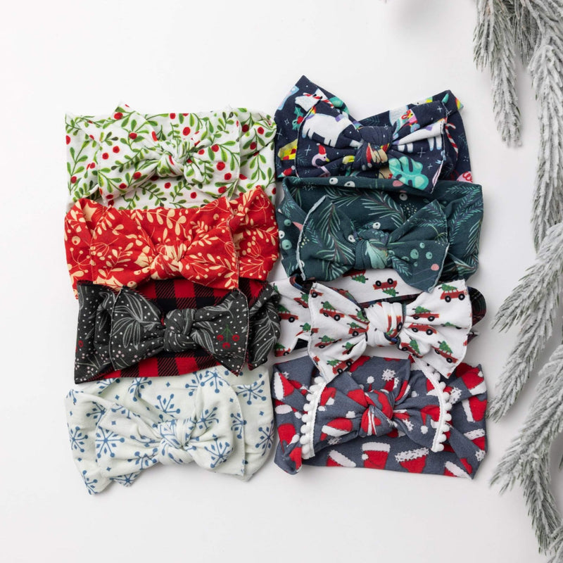 Soft Printed Nylon Headband One Size: holiday bash-Baby Bling Bows