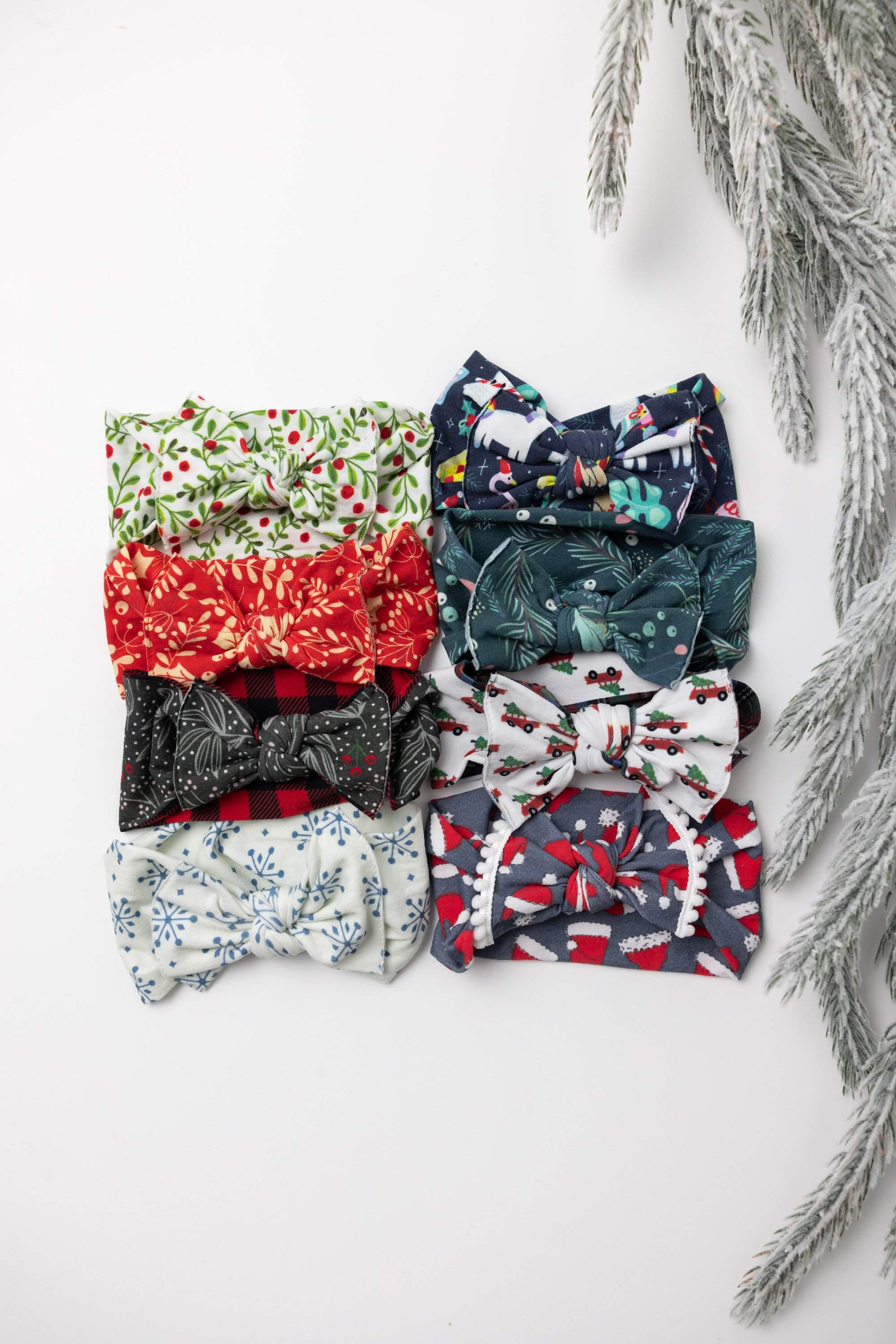 Soft Printed Nylon Knot Headband with Trim One Size: ho-ho bow-Baby Bling Bows