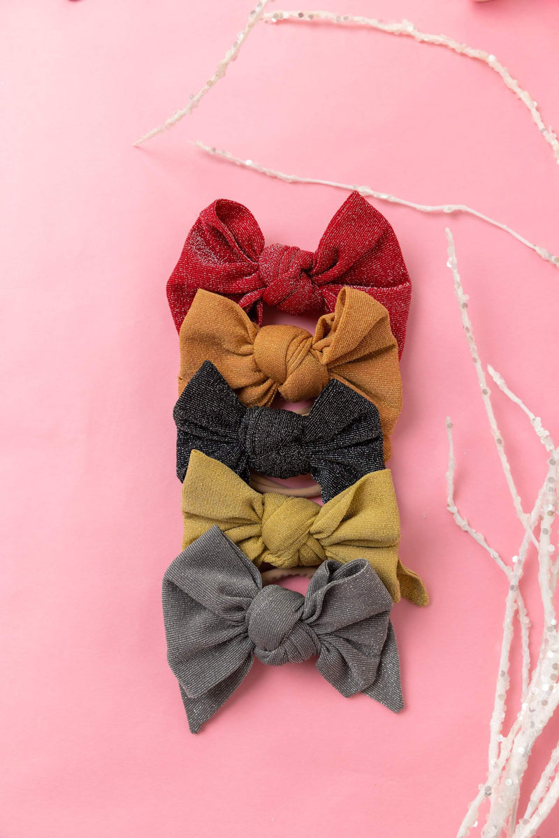 Soft Nylon/Spandex Headband Metallic Deb Skinny One Size: brown/red-Baby Bling Bows