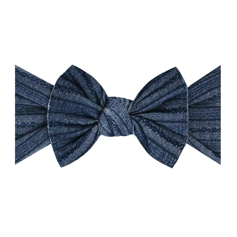 Soft Nylon Headband Cable Knit Knot Style One Size: denim-Baby Bling Bows